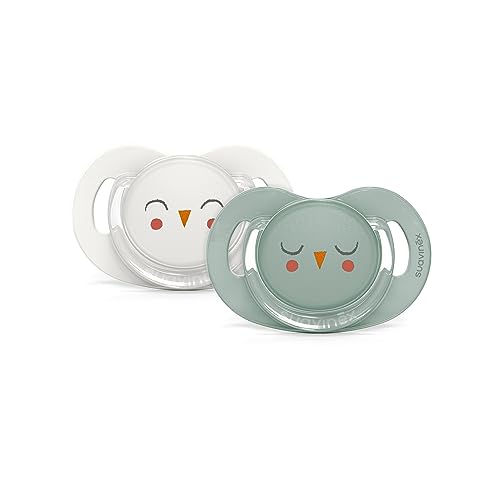 Suavinex Bonhomia SX PRO Physiological Pacifier, Supports Breastfeeding Babies, Pacifiers 6-18 Months, 2 Pack Baby Pacifier, Baby Accessories, MintBeige