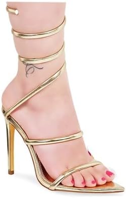 Liliana Women's Leg Wrap Heels Sandals Strappy Pointed Toe Stiletto High Heel Sandals Laurent-70