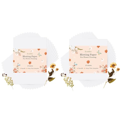 Blotting Paper for Flower Press, 40 Sheets 8.26 x 11.4 inch, 9 x 9 inch Highly Absorbent and Reusable Blotter Paper for Flower Press Paper Craft