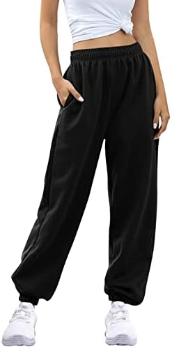 ASHER FASHION Womens Active High Waist Jogger Sweatpants Baggy Lounge Yoga Pants Sporty with Pockets