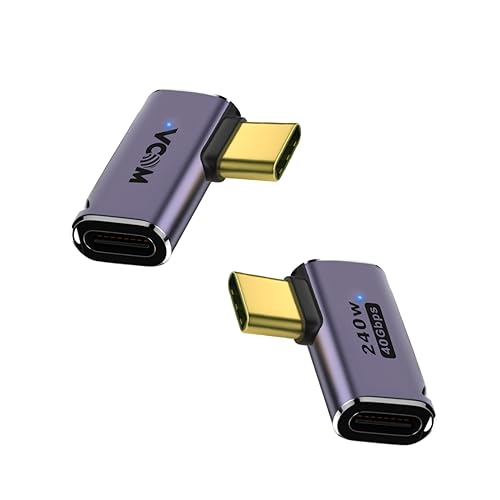 90 Degree USB C Right Angle Adapter, 240W Fast Charging, 8K Video Audio Display, 40Gbps High-Speed Transmission, Wide Compatibility