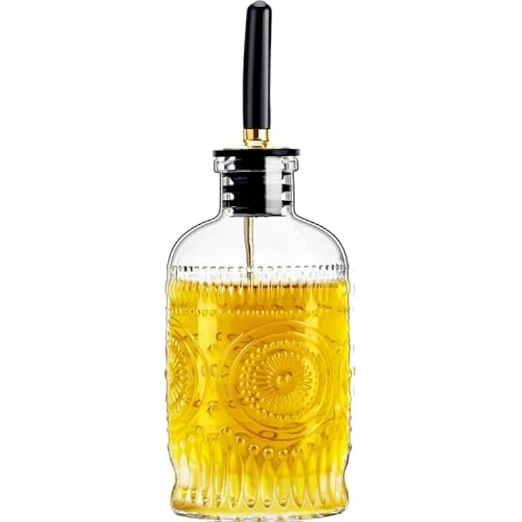 Olive Oil Dispenser Bottle for Kitchen with Metal Spout, Glass Oil Bottles 7OZ, Elegant Glass Cooking Dispenser for Kitchen