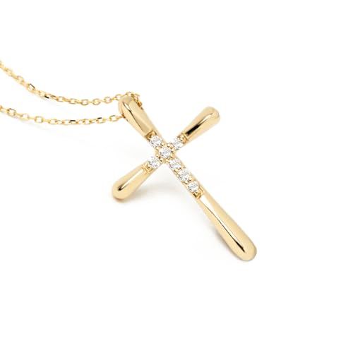 Gelin Diamond Bold Cross Necklace in 10K or 14K Solid Gold and 18kt Gold Over Sterling