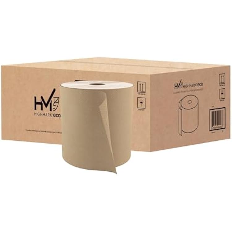 Highmark Hardwound Paper Towels, 8 x 800, 100% Recycled, Natural, Case Of 6 Rolls