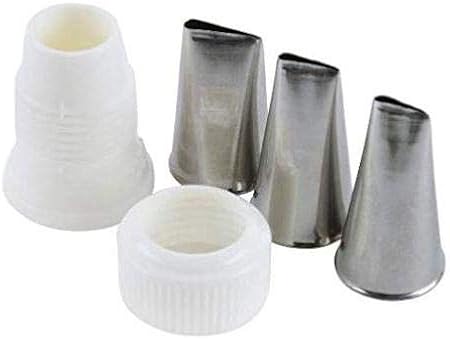 Ateco 4-Piece Stainless Steel Rose Piping Tip Set: standard coupler + 101 tube + 102 tube + 104 tube