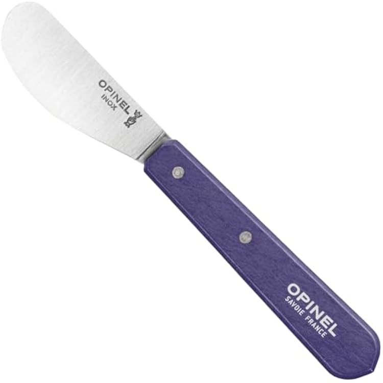 OPINEL Essential No.117 Spreading  Butter Knife, Painted Hornbeam Wood Handles, Made in France Dark Purple