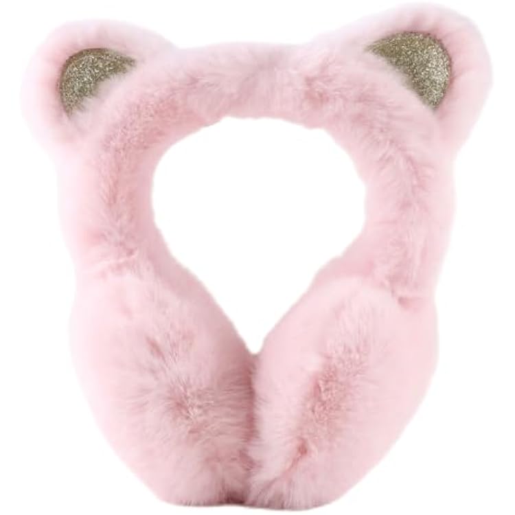Peecabe Winter Kids Earmuffs Warm Girl Ear Muffs For Toddler Kid Children Earmuff with Cat Ears Girls Ear Warmer Light Pink