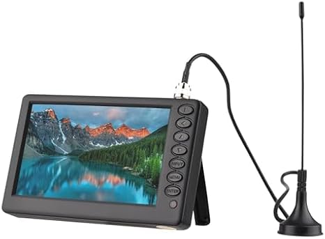 5 Inch Portable Pocket TV, ATSC LED Digital Player with Remote Control, 1500mAh Rechargeable Battery, Television TV for Camping Support USB, TF Card, FM Radio for Car, Kitchen, Travel