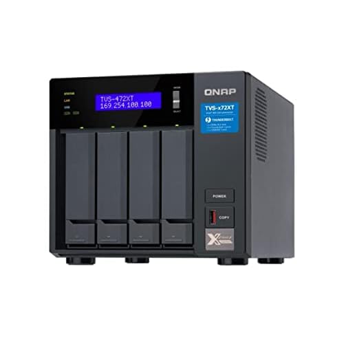 QNAP TVS-472XT-PT-4G-US 4 Bay Thunderbolt 3 NAS with 4GB RAM, 10GbE, M.2 PCIe NVMe SSD slots