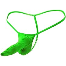 JEsilunmaMY Men's Elephant Thong Ice Silk Long Pouch G-String Underwear T-Back String Thongs Panties Swimsuit Bikini Briefs