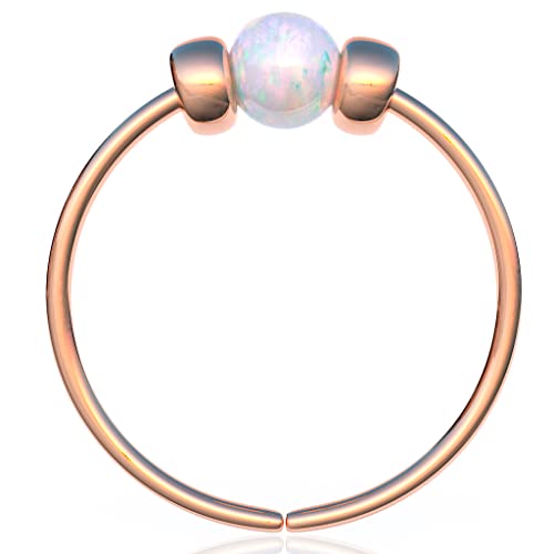 Rose Gold Nose Ring Opal Plain