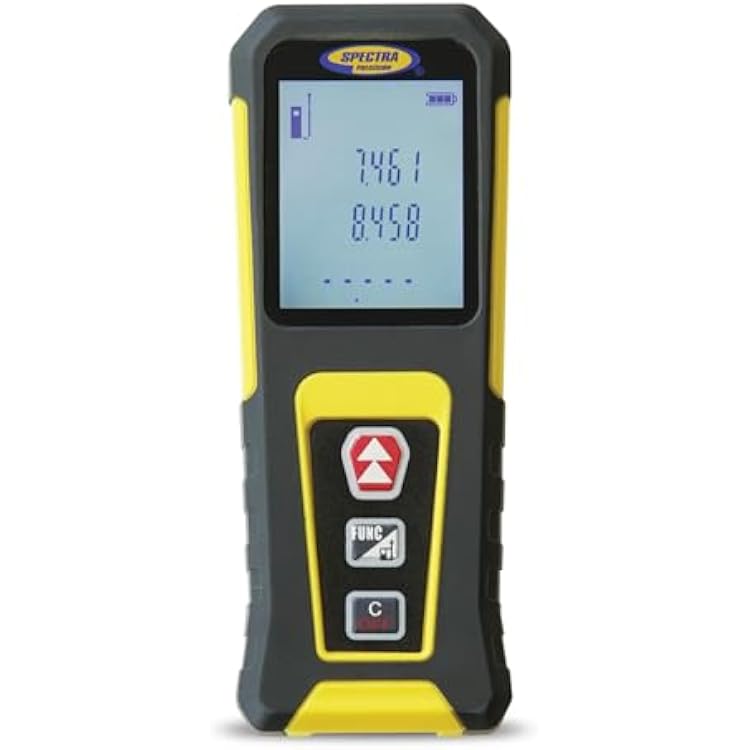 Spectra Precision QM10 Laser Distance Meter 30 Meter Range with Area Volume Functions, Compact Jobsite Measuring Tool