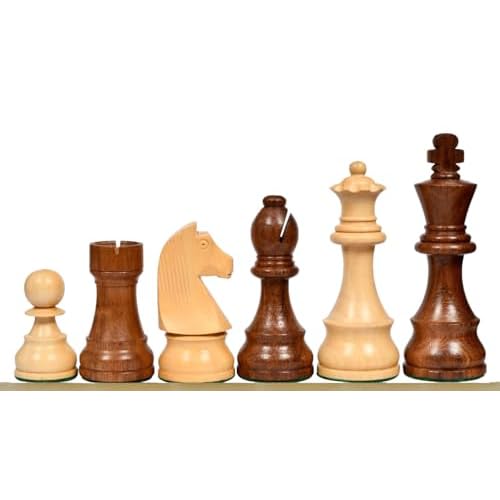 Tournament Series Staunton Chess Pieces with German Knight in Sheesham & Boxwood 3.75 King | Handcrafted Weighted Wooden Chessmen for Professional Play