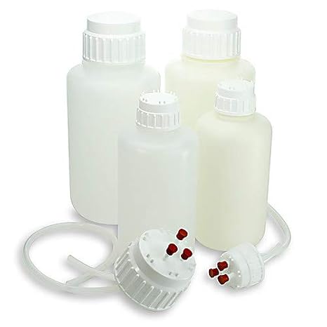 1139Z08PK, PP Heavy Duty Vacuum Bottle with 53mm White PP Screw Cap, Narrow Mouth, 2 Liter Capacity, Pack of 2