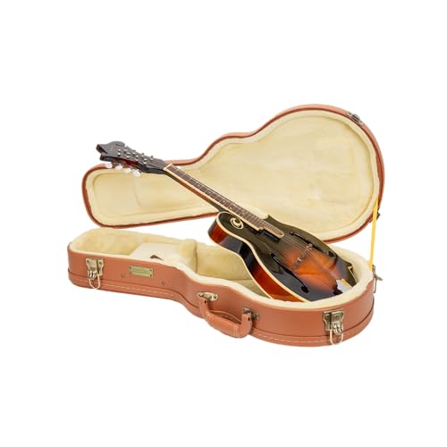 Crossrock Relief Series Mandolin Case for F-Style | Carved Red Wood Finish, Ivory Plush Interior, Lock CRW630MFRO