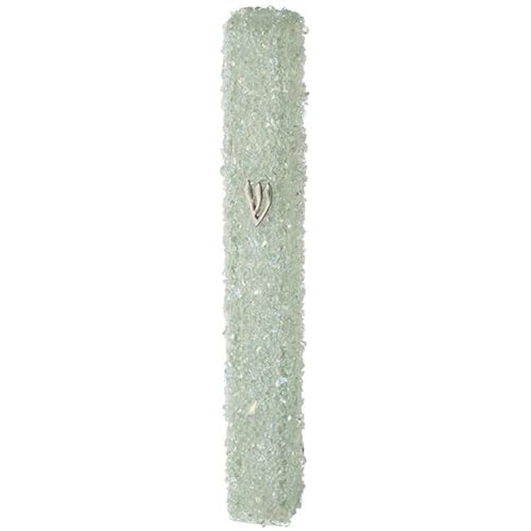 Modern Glass Mezuzah Case for Door with Non-Kosher Scroll Shatterd Glass Design Waterproof Mezuza Cover Home Blessing and Protection
