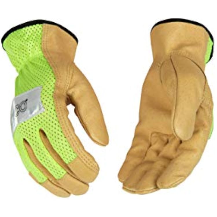 Kinco 035117908031 Hi Vis Pigskin Leather Gloves, Small, Green
