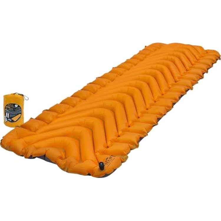 KLYMIT Insulated Static V Lite Inflatable Sleeping Pad | Comfortable, Lightweight, Easy to Inflate, Portable Air Bed for Hiking, Backpacking & Camping Orange