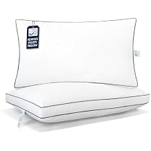 Blue Ridge Home Fashions Hotel Collection Pillows King Size Set of 2, Medium Soft Down Alternative Fill with Gusseted Design, Breathable 400 Thread Count Cotton Cover for All Sleep Positions