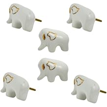 Perilla Home Set of 6 Ceramic Knobs for Cabinet & Drawers Decorative Vintage Knobs for Home Kitchen Cabinet Hardware Cupboard Glass Door Dresser Wardrobe and Drawer Pulls (Rabbit)