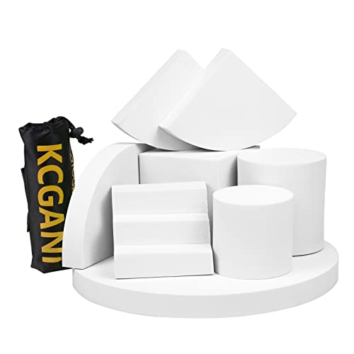 Small Products Photography Background Props Set, Waterproof EVA Geometric Cube Photo Props, Display Riser Stands Kit for Cosmetics, Lipstick, Jewelry, Goods, Crafts, Makeup Tools, 8pcs, White