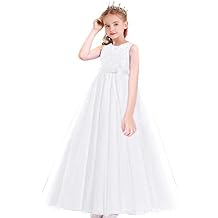 MYRISAM Big Girls Lace Junior Bridesmaid Wedding Dress Sleeveless Bowknot A-Line Tulle Birthday Dress Pageant Party Ball Gown