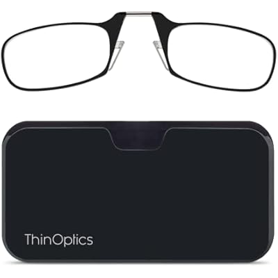 ThinOptics Universal Pod Rectangular Reading Glasses, Black FramesBlack Case, 1.5 x UPBLB3