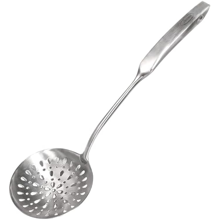 Skimmer Slotted Spoon, [Rustproof, Integral Forming, Durable] Newness 304 Stainless Steel Slotted Spoon with Vacuum Ergonomic Handle, Comfortable Grip Design Strainer Ladle for Kitchen, 14.96 Inches