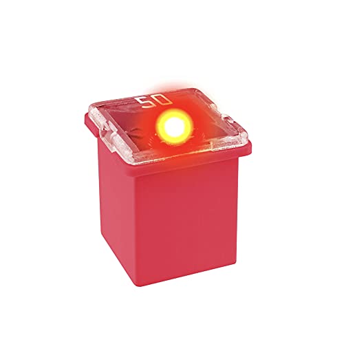CARAX Glow Fuse Premium Fuse Cartridge Low Profile Fuse 50A Kit 1 pcs. Glow When Blown LED Automotive Fuse Smart Auto Glow Fuse Easy Identification 1 pcs