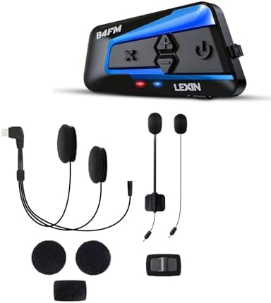 LEXIN B4FM Motorcycle Helmet Bluetooth Headset, Intercom Communication System, Bundle with Type-C Audio Set (40mm)