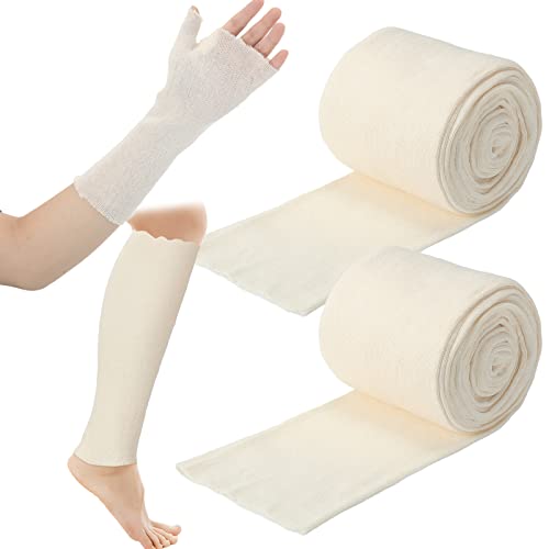 Nuanchu 2 Pack Cotton Stockinette Tubular Elastic Wrap Cast Stockinette Roll for Arm Leg2 Inches X 16.4 ft