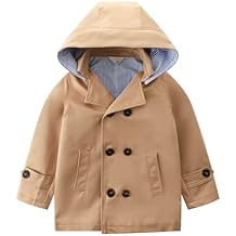 LJYH Toddler Boys Classic Buttons Peacoat Kids Hooded Toggle Dress Trench Coats
