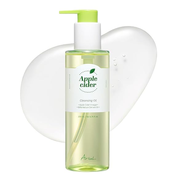 Ariul Apple Cider Cleansing Oil Gentle Makeup Remover with Apple Cider Vinegar, Deep Pore Cleansing Facial Oil with Hydrating Botanical Oils, Korean Facial Cleanser (200 ml / 6.76 fl oz)