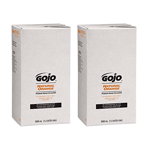 GOJO NATURAL ORANGE Pumice Hand Cleaner, 5000 mL Quick Acting Lotion Hand Cleaner Refill PRO TDX Dispenser Pack of 2 - 7556-02