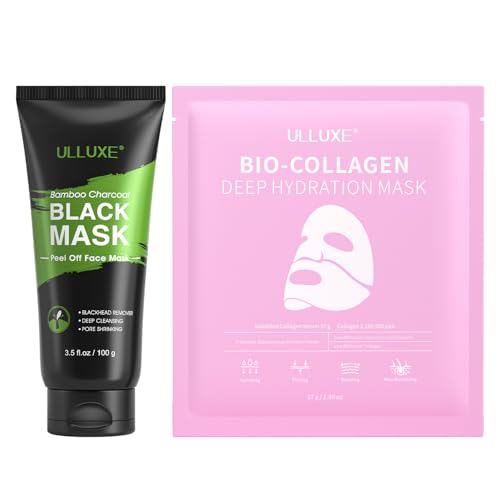 Blackhead Remover Mask and Collagen Face Sheet Mask, Pores Cleansing, Hydrating, Firming, Lifting, Face Masks Skincare Gift for Women