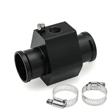 Temperature Gauge Radiator Sensor Adapter with Hose Clamps for Water Temp Joint Pipe (30mm)