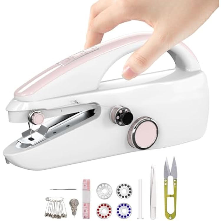 Handheld Sewing Machine,Two dear,Mini sewing machine,Easy to Use and Fast Stitch Suitable for Clothes,Fabrics, DIY Home Travel Electric Handheld Sewing Machine for Beginner.Pink