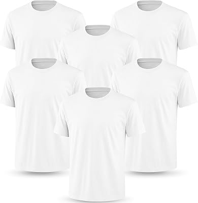 6-Pack Bulk Mens T-Shirts Soft Pre-Shrunk Premium Cotton, Short Sleeves, Reinforced Collar, Crew Neck, Casual Fit