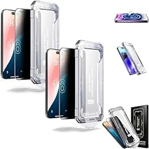 2 Packs Tempered Glass Screen Protector with Anti-Scratch Anti-Fingerprint Privacy & Auto Dust-Free Install