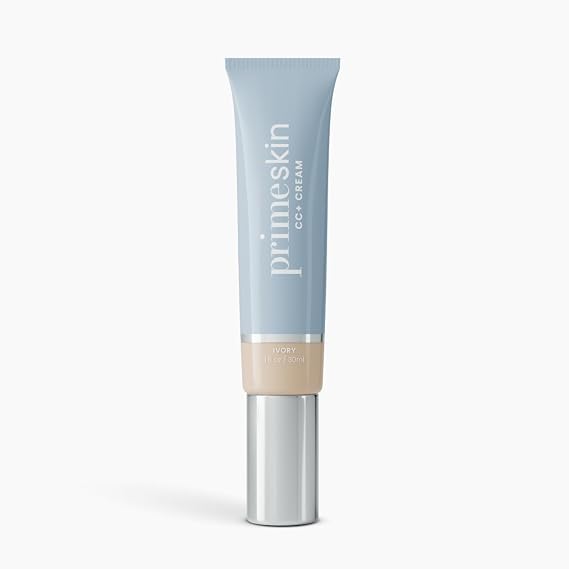 Prime Prometics PrimeSkin CC+ Cream for Mature Women (Ivory) | Liquid-to-Powder Foundation, Blurs Pores & Covers Age Spots, Crease-Free, Hydrating & Soft-Matte Finish, Sensitive Skin