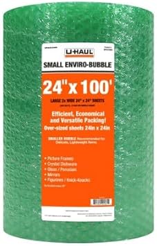 U-Haul Enviro-Bubble - Bulk Roll 100' of Small Bubble Padding & Protection for Fragile Decor, Dishes, Glassware, Frames, More- 1 Roll