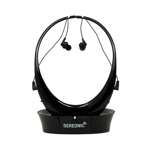 SEREONIC TV Headphones Wireless for Seniors - Comfortable TV Earbuds for Clear Audio - Smart RF Technology with 100ft Range Transmission
