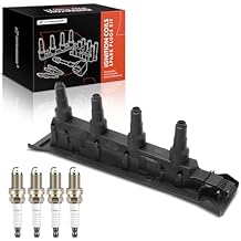 A-Premium 1x Ignition Coil Pack and 4x Iridium Spark Plugs Compatible with Saab 9-3 2000-2002, 9-5 1999-2003, 2.0L 2.3L, Replace# 55559955, 61058535