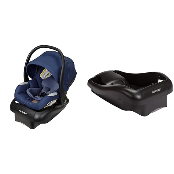 Maxi-Cosi Mico Luxe Infant Car Seat, Rear-Facing for Babies from 4-30 lbs, New Hope Navy & Mico 30 Stand-Alone Additional Infant Car Seat Base, Black, One Size