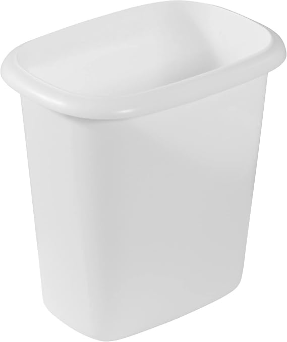 Rubbermaid Vanity Trash Can/Wastebasket 1.5-Gallons/6-Quarts White for Under Counter/Kitchen/Office/Bedroom/Bathroom