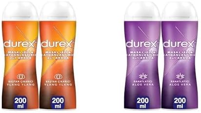 Durex Ylang Ylang 2'si 1 Arada Kayganlaştırıcı & Masaj Jeli 2 x 200 ml ve Durex Aloe Vera 2'si 1 Arada