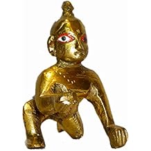 Brass Laddu Gopal Bal Krishna Lalla Statue, 2 Inch
