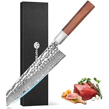 YOTSUBA 8 inch Japanese Kiritsuke Chef Knife, Hand Forged Damascus Kitchen Knife, 9Cr18MoV High Carbon Steel Knife, Professional Chefs Knife with Ergonomic Rosewood Handle