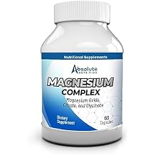 Absolute Nutrition Magnesium Complex - Magnesium Oxide, Citrate, and Glycinate, for Muscle, Nerve & Cardiovascular Health - 60 Caps