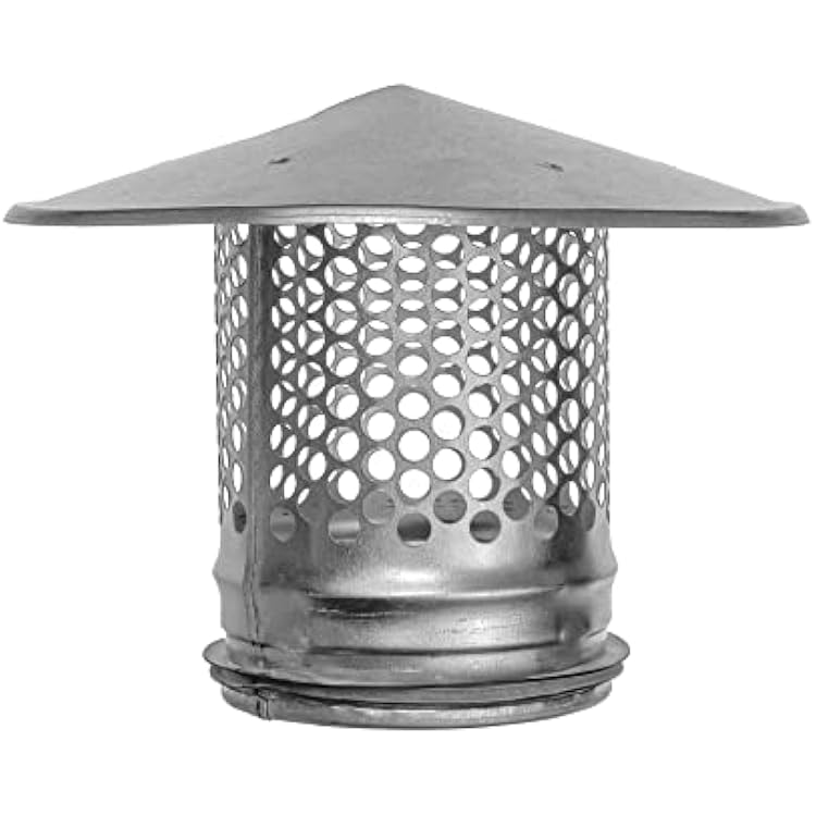 4 Inch Round Roof Rain Cap HVAC Vent Galvanized Steel All Weather Chimney Cap Roof Top Round Roof Vent with Rubber Gasket for Perfect Insulation Vent Cover 4 Inch